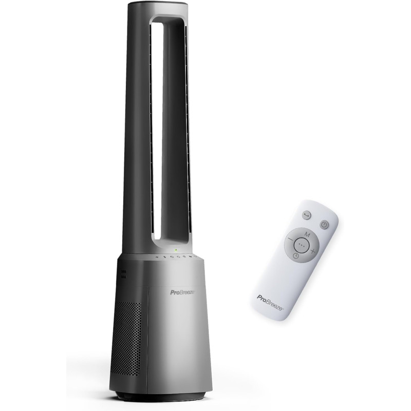 Modèle tour sans lame Pro Breeze OmniAir – Silencieux avec télécommande, filtre HEPA, écran LED, 10 niveaux – Purificateur d'air