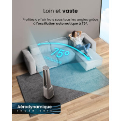Modèle tour sans lame Pro Breeze OmniAir – Silencieux avec télécommande, filtre HEPA, écran LED, 10 niveaux – Purificateur d'air