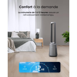 Modèle tour sans lame Pro Breeze OmniAir – Silencieux avec télécommande, filtre HEPA, écran LED, 10 niveaux – Purificateur d'air