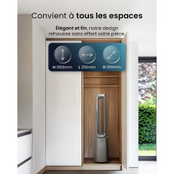 Modèle tour sans lame Pro Breeze OmniAir – Silencieux avec télécommande, filtre HEPA, écran LED, 10 niveaux – Purificateur d'air