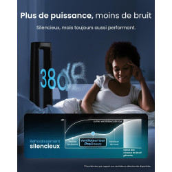 Pro Breeze OmniAir Ventilateur Colonne Purificateur d'Air, Ventilateur Sans Pale 105cm Silencieux, Filtre HEPA, Wi-Fi, Télécomma