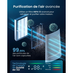 Pro Breeze OmniAir Ventilateur Colonne Purificateur d'Air, Ventilateur Sans Pale 105cm Silencieux, Tour avec Filtre HEPA, Téléco