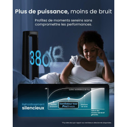 Pro Breeze Ventilateur sans rotor 105 cm purificateur d'air oscillant 75° télécommande filtre HEPA 13 écran LED 10 vitesses très