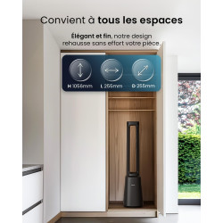Pro Breeze Ventilateur sans rotor 105 cm purificateur d'air oscillant 75° télécommande filtre HEPA 13 écran LED 10 vitesses très