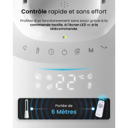 Pro Breeze OmniAir Ventilateur Colonne Purificateur d'Air, Ventilateur Sans Pale 105cm Silencieux, Tour avec Filtre HEPA, Wi-Fi,