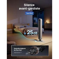 DREO 25dB Pilot Max Smart WiFi Ventilateur colonne avec Commande Vocale, Fonctionne avec Alexa, Contrôle APP, Ventilateur silenc