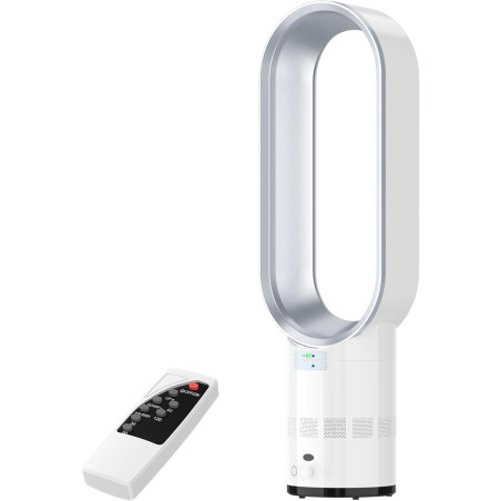 Ventilateur sans rotor avec télécommande, ventilateur tour 2 en 1, très silencieux et purificateur d'air avec HEPA, 8 vitesses, 