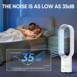 Ventilateur sans rotor avec télécommande, ventilateur tour 2 en 1, très silencieux et purificateur d'air avec HEPA, 8 vitesses, 