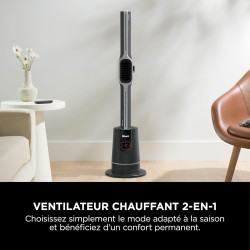 Shark TurboBlade Cool + Heat 2-en-1 Chauffage et ventilateur colonne sans pale, Telecomande, Multidirectionnel jusqu’à 20 mètres