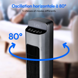 MEDION colonne ventilateur MD10809, ventilateur tour avec 5 vitesses et mode sommeil silencieux, colonne d'air avec télécommande