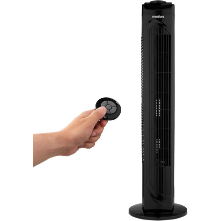 MEDION E11 TF Ventilateur colonne avec télécommande (3 vitesses, mode sommeil silencieux, 45 W, oscillation horizontale 60°, min