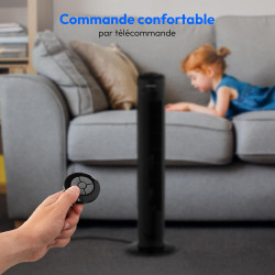 MEDION E11 TF Ventilateur colonne avec télécommande (3 vitesses, mode sommeil silencieux, 45 W, oscillation horizontale 60°, min