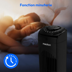MEDION E11 TF Ventilateur colonne avec télécommande (3 vitesses, mode sommeil silencieux, 45 W, oscillation horizontale 60°, min