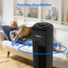 MEDION E11 TF Ventilateur colonne avec télécommande (3 vitesses, mode sommeil silencieux, 45 W, oscillation horizontale 60°, min