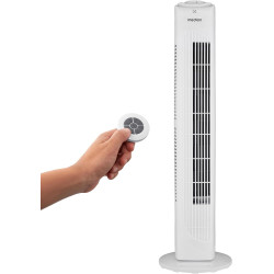 MEDION E11 TF Ventilateur colonne avec télécommande (3 vitesses, mode sommeil silencieux, 45 W, oscillation horizontale 60°, min