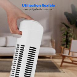MEDION E11 TF Ventilateur colonne avec télécommande (3 vitesses, mode sommeil silencieux, 45 W, oscillation horizontale 60°, min