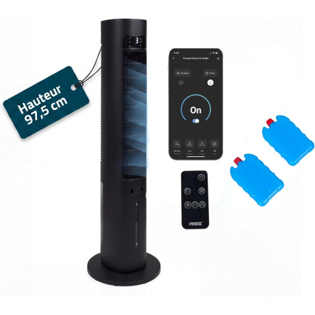 Princess rafraîchisseur d'air - Refroidissement de l'air par évaporation - Climatiseur sans évacuation - 3 modes, 3 vitesses - C