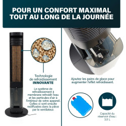 Princess rafraîchisseur d'air - Refroidissement de l'air par évaporation - Climatiseur sans évacuation - 3 modes, 3 vitesses - C