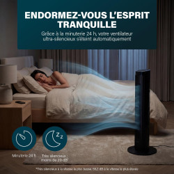 Princess Ventilateur colonne - Design élégant - 40 W - Puissant, Silencieux, Basse Consommation - Hauteur : 91,5 cm - Oscillant 