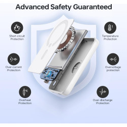 Batterie Externe 10000mAh, Magnétique sans Fil Power Bank, 20W Charge Rapide USB C Input & Output Powerbank, Portable Chargeur I