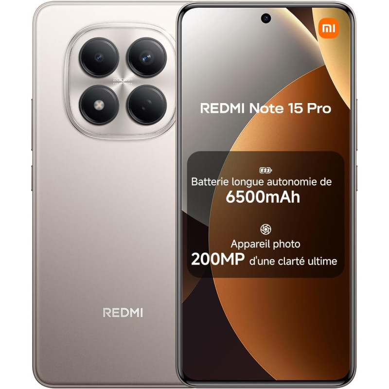 Xiaomi rougemi note 15 pro, smartphone 12+512go, batterie longue autonomie 6500mah, appareil photo 200 mpx, résistance à l'eau i