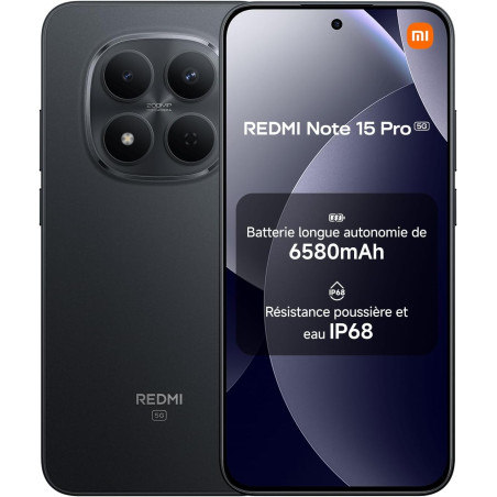 Xiaomi rougemi note 15 pro 5g, smartphone 12+512 go, batterie massive de 6580 mah, ip66/ip68, nouvel appareil photo 200 mp, écra