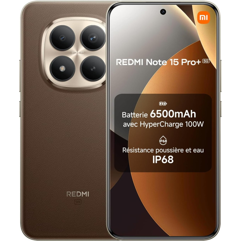 Xiaomi rougemi note 15 pro+ 5g, smartphone 8+256 go, batterie massive de 6500 mah, ip66/ip68, nouvel appareil photo 200 mp, écra