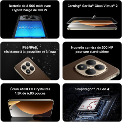 Xiaomi rougemi note 15 pro+ 5g, smartphone 8+256 go, batterie massive de 6500 mah, ip66/ip68, nouvel appareil photo 200 mp, écra