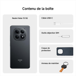 Xiaomi rougemi note 15 5g, smartphone 6+128go, design ultra fin, résistance à l'eau ip65, appareil photo ultra-net 108 mpx, écra