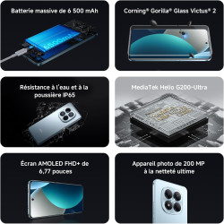 Xiaomi rougemi note 15 pro, smartphone 12+512go, batterie longue autonomie 6500mah, appareil photo 200 mpx, résistance à l'eau i
