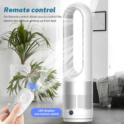 Ventilateur tour sans rotor avec purificateur d'air, 45,7 cm, silencieux, avec télécommande, 8 vitesses, oscillation à 80°, minu