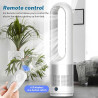Ventilateur tour sans rotor avec purificateur d'air, 45,7 cm, silencieux, avec télécommande, 8 vitesses, oscillation à 80°, minu