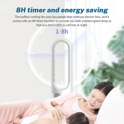 Ventilateur tour sans rotor avec purificateur d'air, 45,7 cm, silencieux, avec télécommande, 8 vitesses, oscillation à 80°, minu