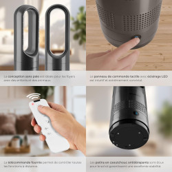 tectake® Ventilateur Colonne Ventilateur Silencieux & Oscillant 80°, 8 Vitesses Minuterie avec Télécommande Ecran LED Ventilateu