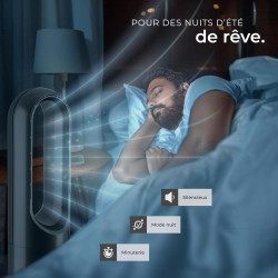 tectake® Ventilateur Colonne Ventilateur Silencieux & Oscillant 80°, 8 Vitesses Minuterie avec Télécommande Ecran LED Ventilateu