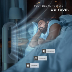tectake® Ventilateur Colonne Ventilateur Silencieux & Oscillant 80°, 8 Vitesses Minuterie avec Télécommande Ecran LED Ventilateu