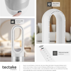 tectake® Ventilateur Colonne Ventilateur Silencieux & Oscillant 80°, 8 Vitesses Minuterie avec Télécommande Ecran LED Ventilateu