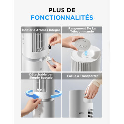 Midea Ventilateur Tour Blanc 103cm pour Chambre, Refroidissement Puissant 9m/s, Omni-Télécommande, Oscillation 90° avec Design I