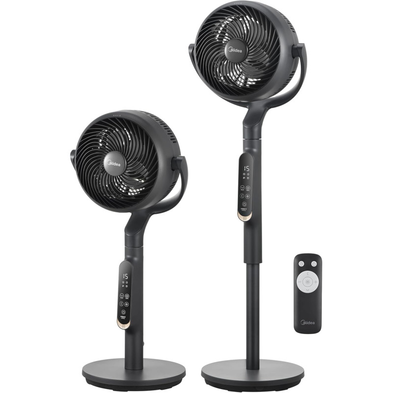 Midea Ventilateur Circulateur d'Air DC 18W, Hauteur Réglable jusqu'à 110cm, Contrôle Électronique Silencieux, Oscillation Automa