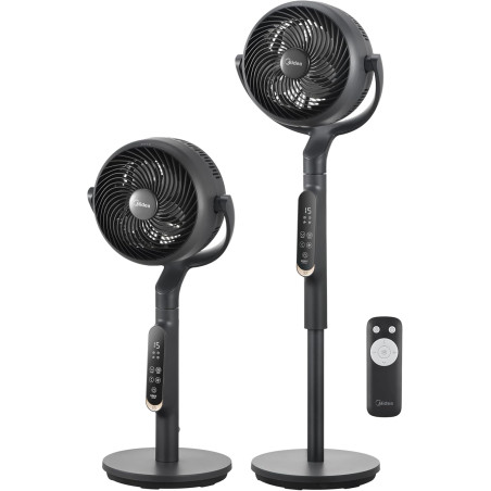 Midea Ventilateur Circulateur d'Air DC 18W, Hauteur Réglable jusqu'à 110cm, Contrôle Électronique Silencieux, Oscillation Automa