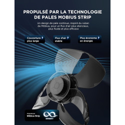Midea Ventilateur Circulateur d'Air DC 18W, Hauteur Réglable jusqu'à 110cm, Contrôle Électronique Silencieux, Oscillation Automa