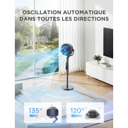 Midea Ventilateur Circulateur d'Air DC 18W, Hauteur Réglable jusqu'à 110cm, Contrôle Électronique Silencieux, Oscillation Automa