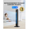Midea Ventilateur Colonne Silencieux 45W, Tour Noir 97cm, Contrôle Électronique, Design Compact 32x32cm, Léger 3.7kg pour Chambr