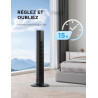 Midea Ventilateur Colonne Silencieux 45W, Tour Noir 97cm, Contrôle Électronique, Design Compact 32x32cm, Léger 3.7kg pour Chambr