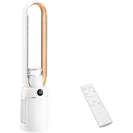 ROVSUN Ventilateur Colonne Purificateur d'Air, Ventilateur Sans Pales 110 cm, Humidification, Ions Négatifs, Stérilisation UV, 3
