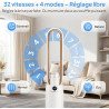 ROVSUN Ventilateur Colonne Purificateur d'Air, Ventilateur Sans Pales 110 cm, Humidification, Ions Négatifs, Stérilisation UV, 3