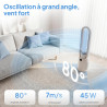 ROVSUN Ventilateur Colonne Purificateur d'Air, Ventilateur Sans Pales 110 cm, Humidification, Ions Négatifs, Stérilisation UV, 3