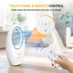 ROVSUN Ventilateur Colonne Sans Pale 55 cm, Ventilateur Tour Silencieux avec Éclairage LED 4 Couleurs, Oscillation 80°, 3 Vitess