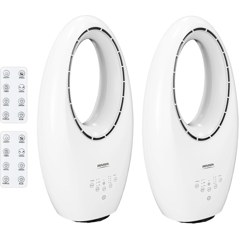 ROVSUN Ventilateur Colonne Purificateur d'Air, Ventilateur Sans Pales, Humidification, Ions Négatifs, Stérilisation UV, 15H Minu