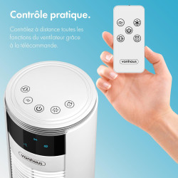 VonHaus Ventilateur tour silencieux avec télécommande 87 cm Blanc, Ventilateur Colonne Oscillation à 70 °, Ventilateur avec Mode